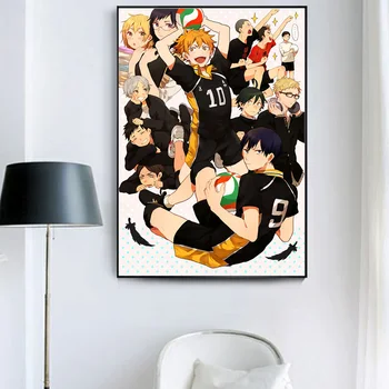 Anime Plagát Volejbal Chlapec Plátno na Maľovanie Haikyuu Japonské Kreslené Plagát na Stenu Umenie Obrázok pre Obývacia Izba Cuadros