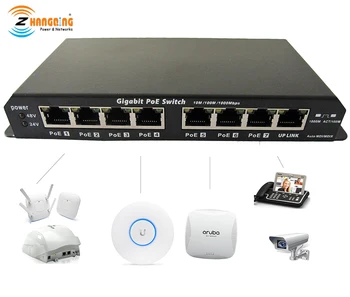 7+1 Port 10/100/1000Mbps Pasívne Gigabit PoE Switch 802.3 af alebo 24V Pre IP Kamery, VOIP Telefón, WiFi Prístupový Bod, MikroTik