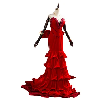 Final Fantasy FF Aerith Gainsborough Cosplay Kostým Dospelé Ženy, Dievčatá Červené Šaty Šaty Halloween Karnevalové Kostýmy