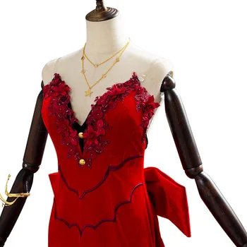 Final Fantasy FF Aerith Gainsborough Cosplay Kostým Dospelé Ženy, Dievčatá Červené Šaty Šaty Halloween Karnevalové Kostýmy