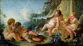 Doprava zadarmo klasické náboženské dieťa anjeli vodné krajinu plátno na maľovanie olejomaľba na plátno na stenu umeleckou výzdobou obrázok