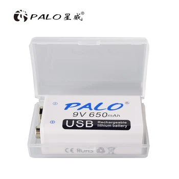 PALO 9V USB 6F22 batéria Li-ion 650mAh Nabíjateľná Batéria pre RC Model Vrtuľník Gitaru, Mikrofón EQ Dymový Alarm Multimeter