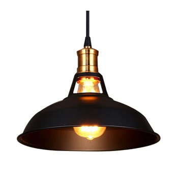 Najnovšie Retro Priemyselné Edison Jednoduchosť Luster Vintage Stropná Lampa s Kovovou Lesklé Nordic štýl Tieňa (Sada 2 Black)
