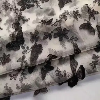 3D Butterfly Tylu Čipky Tkaniny, Výšivky Oka Textílie Pre DIY Šitie Letné Šaty Sukne Záclony do 1. dvore