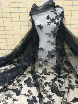 3D Butterfly Tylu Čipky Tkaniny, Výšivky Oka Textílie Pre DIY Šitie Letné Šaty Sukne Záclony do 1. dvore
