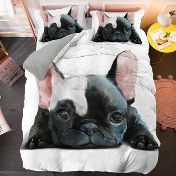 Krásne Pug Psa Perinu Nastaviť obliečka na Vankúš Cartoon Luxusné Pet stelivo Sady posteľnej Bielizne 2/3ks Kráľovná King Size bytový Textil