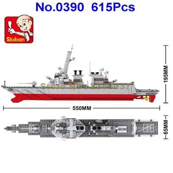 Sluban 615pcs vojenské destroyer chaser vojnová loď battleship stavebné bloky Hračka