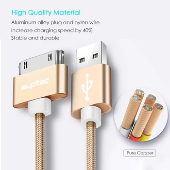 SUPTEC pre iPhone 4 USB Kábel Rýchle Nabíjanie 30 Pin Kábel pre iPhone 4s a 3GS, iPad 2 3 iPod Nano touch Poplatok adaptér Údaje Nabíjačky
