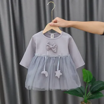 Baby dievčatá oblečenie šaty 0-24M Móda čipky Novorodenca Dlhý Rukáv Baby Girl dress roztomilé dievčatá oblečenie
