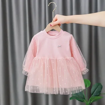 Baby dievčatá oblečenie šaty 0-24M Móda čipky Novorodenca Dlhý Rukáv Baby Girl dress roztomilé dievčatá oblečenie