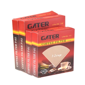 GATER V60 Kávy Papierových Filtrov 40pcs Na Tašku, Barista, Káva Príslušenstvo Maker Zásobené Hnedé Percolator Filter