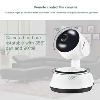 AZISHN Domáce Bezpečnostné IP Kamera, Bezdrôtové Smart WiFi Fotoaparát WI-FI Audio Záznam Dohľadu 6IR Baby Monitor HD Mini CCTV Kamery
