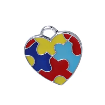 V tvare srdca smalt-farebné autizmus puzzle kúzlo prívesok DIY šperky príslušenstvo handMaking Dary