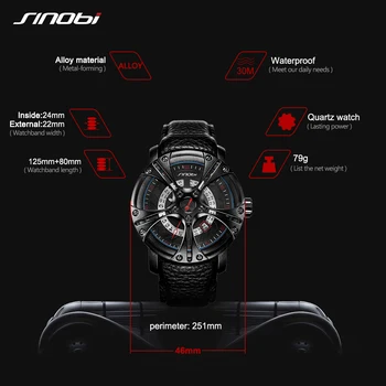 SINOBI Smart Auto Kreatívny Dizajn pánske Hodinky Kalendár Športové Nepremokavé Hodiny Mužov náramkové hodinky Quartz relogio masculino