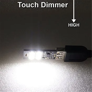 6 Led USB Svetlo Jasné SMD5730 LED Mini USB Port Light Ultra-tenké Prenosné Nočné Svetlo Dotykový Stmievač(Teplá Biela alebo Biela) 5 ks