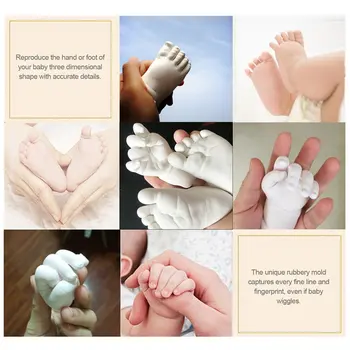 Wonderlife 100g Omietky Liatie Prášok Klon Prášok Mini Kit Deti Baby Handprints Stopy Ruky A Nohy Odlievanie