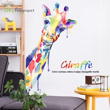 Kreatívne stenu, nálepky, farebné žirafa domova spálňa decor zábavné samolepiace nálepky vstup steny výzdoba miestnosti dekorácie