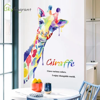 Kreatívne stenu, nálepky, farebné žirafa domova spálňa decor zábavné samolepiace nálepky vstup steny výzdoba miestnosti dekorácie