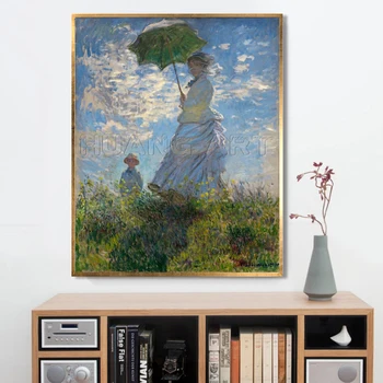 Francúzsky Umelec Monet olejomaľba Ručne Maľované Drží Dáždnik Ženy Krajiny olejomaľba na Plátno na Stenu Umenie Obrázok