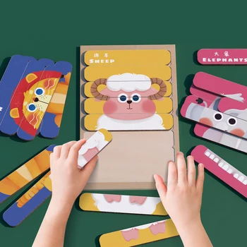 NOVÉ Drevené Hračky pre Deti Puzzle Cartoon Zvieratá Montessori Vzdelávacích Hračiek pre Ranom Detstve Darčeky 2-3-4 Rokov