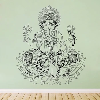 YOYOYU Vinyl na Stenu Odtlačkový Nálepky Umenie Vymeniteľné Ganesh Slon Umenie nástennú maľbu Pre Spálne, Obývacia Izba Vymeniteľné Stene Plagát HL94