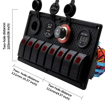 8 Gang 24V Kolískový Spínač Panel Ovládanie Auta Morských Lodí Voltmeter pre zapaĺovač Dual USB Nabíjanie Auto Prepínač Istič