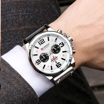 CURREN Módne pánske hodinky Luxusné Kožené Pánske Quartz Náramkové hodinky Mužov Vojenské Športové Nepremokavé Hodiny Relogio Masculino 8314