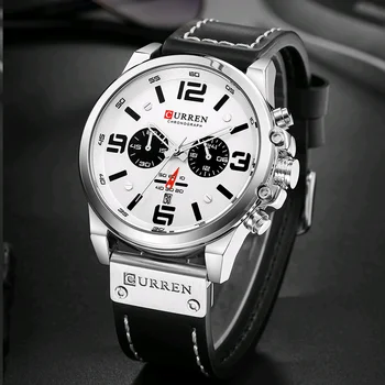 CURREN Módne pánske hodinky Luxusné Kožené Pánske Quartz Náramkové hodinky Mužov Vojenské Športové Nepremokavé Hodiny Relogio Masculino 8314