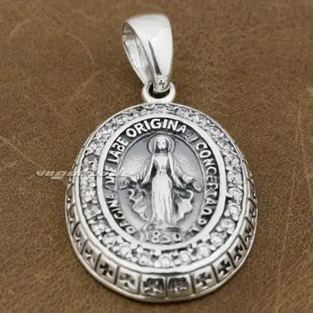 LINSION Panny Márie, JEŽIŠA, Kríž 925 Sterling Silver White CZ Kamene Prívesok Charms 8A004