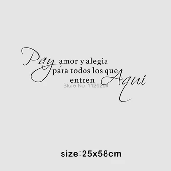 Španielsky Citát Stenu Zaplatiť Amor y Alegria ľúbostné Listy Vinyl Domáce Dekorácie