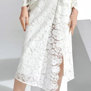 Jeseň Nové Módne Žena Tenkým Dlhým rukávom Čipky High-end Dámy Šaty tvaru Dizajn Zmysel Dámske Oblečenie