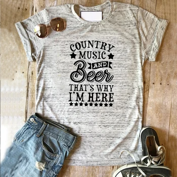 Country Hudba Shirt Dievčatá Estetické Vintage Tee Tričko Pivo Pivo, to je dôvod, Prečo som Tu, Grafické Tees
