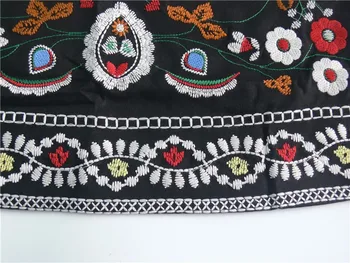 Jar 2021 A-Line Mini Etnických Ženy Sukne, Krátke Čierne Vyšívané Sukne S Vysokým Pásom Kvetinový Vintage Výšivky Sukne Ženy