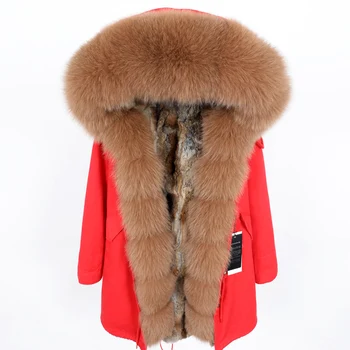 Maomaokong módne dámske oblečenie Fox kožušiny veľké kožušiny golier Kožušinový kabát Odnímateľný králik vlasy podšívka zimné Móda park kožušinový kabát