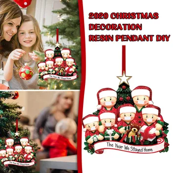 Osobné Prežil Rodiny Ornament 2020 Vianočné Kované Železné Masky Snehuliak, Vianočný Strom Visí Prívesok Rodiny Šesť A