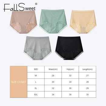 FallSweet 3 ks/ veľa ! Vysoký Pás Nohavičky Bavlnené spodné Prádlo Ženy Čipky Bielizeň Femme Sexy Nohavičky M až XXL