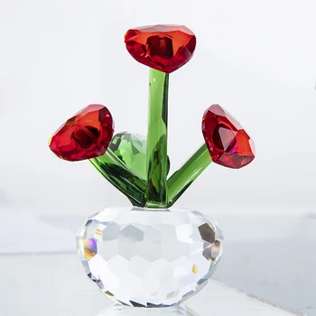 H&D 12 Style Crystal Red Rose Flower Paperweight Zberateľskú Sny Ornament Figúrka Domov Svadobná Výzdoba, Vianočný Darček, Suvenír