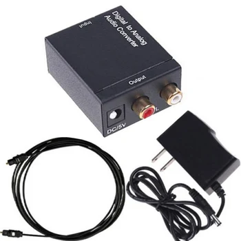 Optické Koaxiálny Toslink Digitálneho Na Analógový Audio Prevodník Adaptér RCA L/R (3,5 mm) Výstupný Port