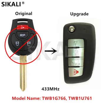 SIKALI Diaľkové Tlačidlo Inovovať na NISSAN 433MHz Marca Qashqai Slnečný Sylphy Tiida X-Trail s ID46 Čip Auto Door Lock