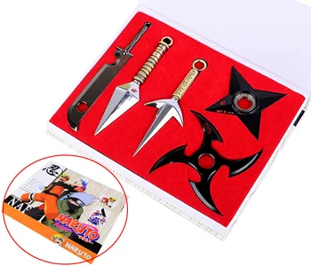5 ks/set Anime Naruto Cosplay Model Kovového Zabuza Shuriken Meč, Nôž hračka Kolekcia Dary Box Balenie