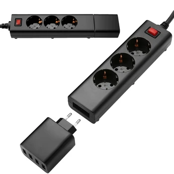 Sieťový filter 3-Prepäťová ochrana Zásuvky rozvodky s Viacerými Port USB Nabíjačku 1,5 M Kábel, Predlžovací Kábel EÚ Zástrčku Sieťovej Zásuvky