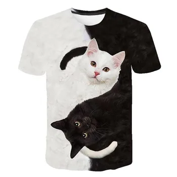 2020 letné módne Čierno-biela mačka 3D tlač tričko harajuku Tlač tričko Vtipné mačku tričko tshirts veľká veľkosť 6x