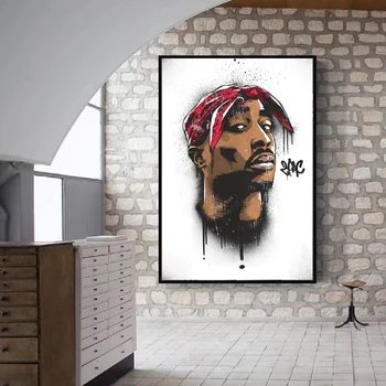 Portrét 2PAC Tupac A Potent Wall Art Plagáty A Vytlačí Abstraktné Rapper z 2PAC Plátne Obrazy Umenie Fotografie Domova