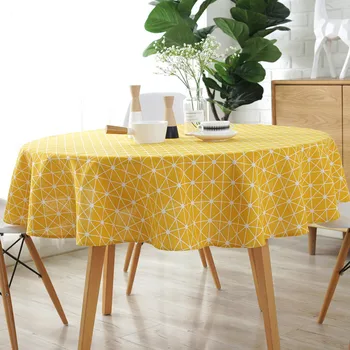 Geometria žltá, Béžová šedá šípku bavlny a ľanu Obrus Nepremokavé Oilproof kuchyňa jedálenský Stôl colth Kryt Mat umývateľný