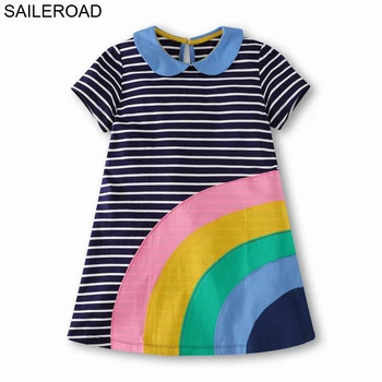 SAILEROAD 2-12Year Teenager, Šaty pre Školy Šaty Mladistvých Party Šaty v Lete Veľké Dievčatá Pricess Šaty Rainbow Deti Vestidos