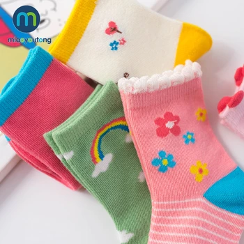 5 Pár Žakárové Ovocie Rainbow Candy Komfort Teplej Bavlna Vysokej Kvality Dieťa Chlapec Novonarodené Deti Ponožky Dievča Baby Ponožky Miaoyoutong