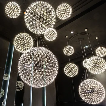 Moderné luxusné Loft Iskra Loptu LED Prívesok Svietidlo Ohňostroj z Nehrdzavejúcej Ocele guľové Lampy Domova Osvetlenie 110-240V
