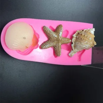 Silikónové Formy 3D Hviezdice Conch Shell Beach Shell Formovať Čokoládu Tortu Formy na Mydlo Formy Formy Silikónové Gumy PRZY Eco-friendly