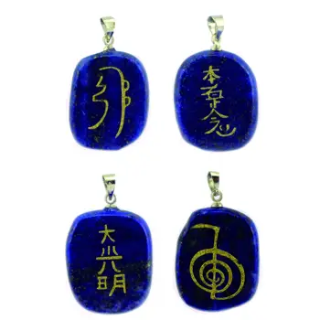 Hot predaj vyrezávané prírodné lapis lazuli Amulet Prívesok uzdravenie master prop symbolom čakry štyri prvok energie kameňa náhrdelník