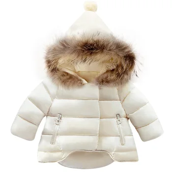 Baby Dievčatá bundy Kožušiny golier Pribrala Oblečenie bavlna Dieťa Coats Zime Teplé Deti Bunda Pre Dievčatá Batoľa Vianočné kabát